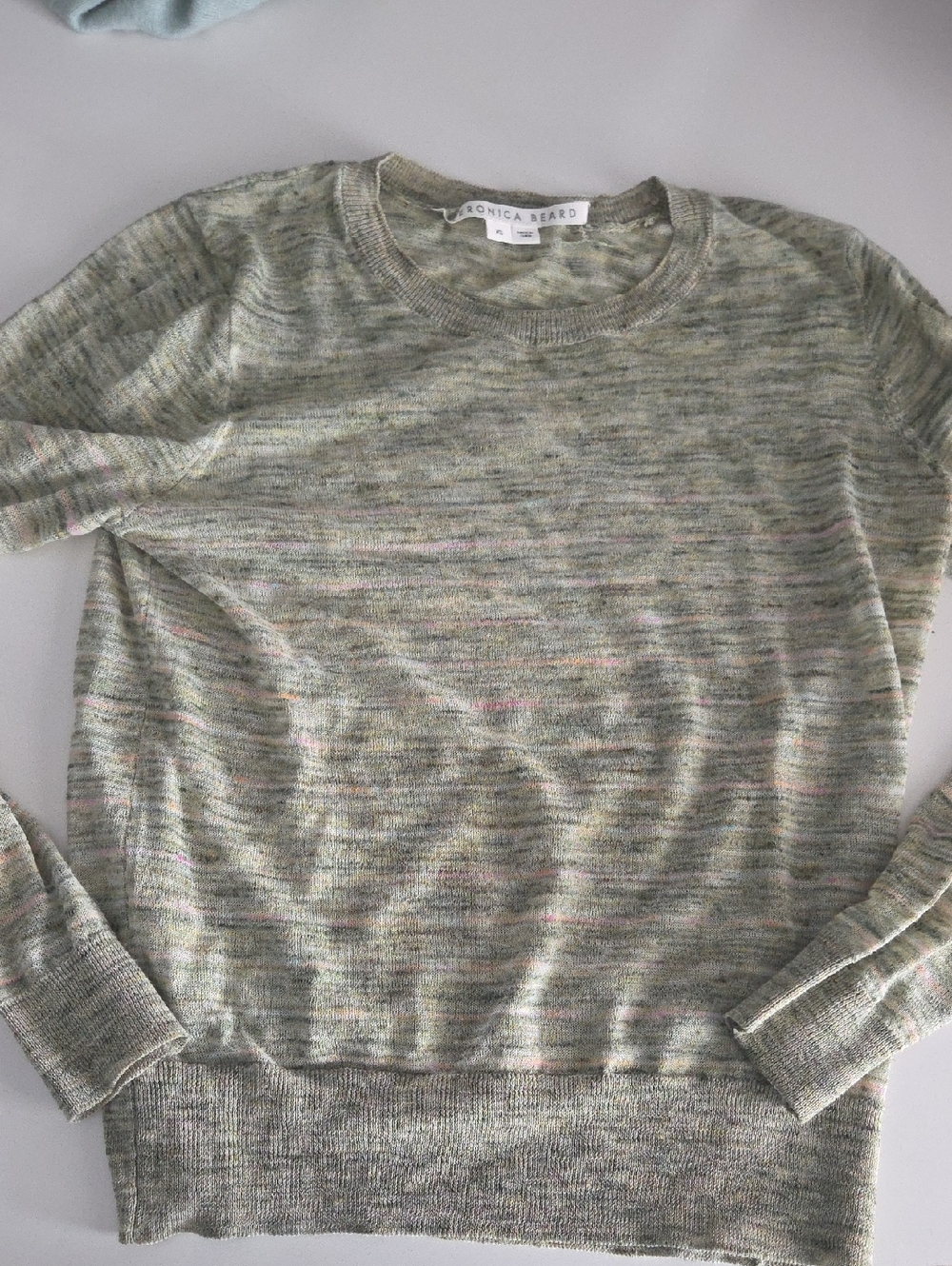 Veronica Beard Muted Sage Multicolor Fleck Crewneck Sweater